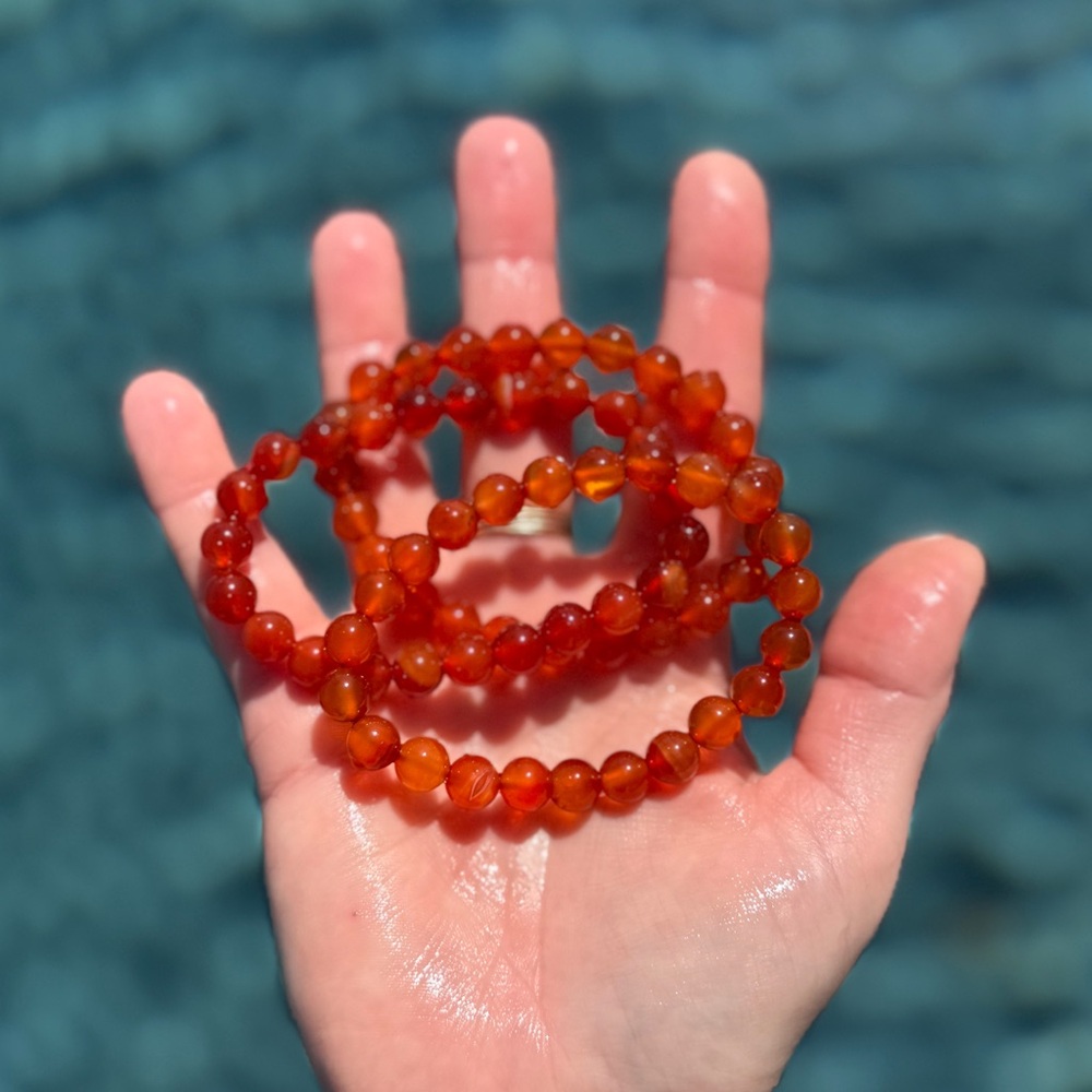 Authentic Carnelian Precious Gemstone Crystal Beaded Bracelet
